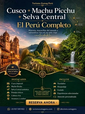 Cusco + Machu Picchu + Selva Central el Perú completo
